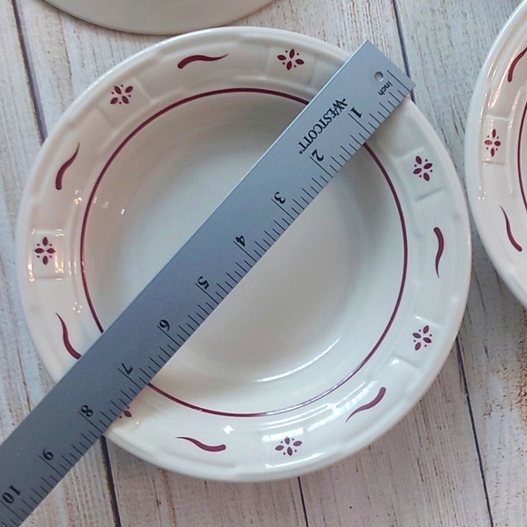 Longaberger 8" Soup Plates Traditional Red/Burgundy Set Of Four - Picture 4 of 4